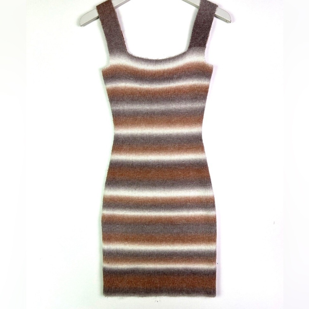 Miou Muse striped neutral ombre wool blend sweater tank dress size medium